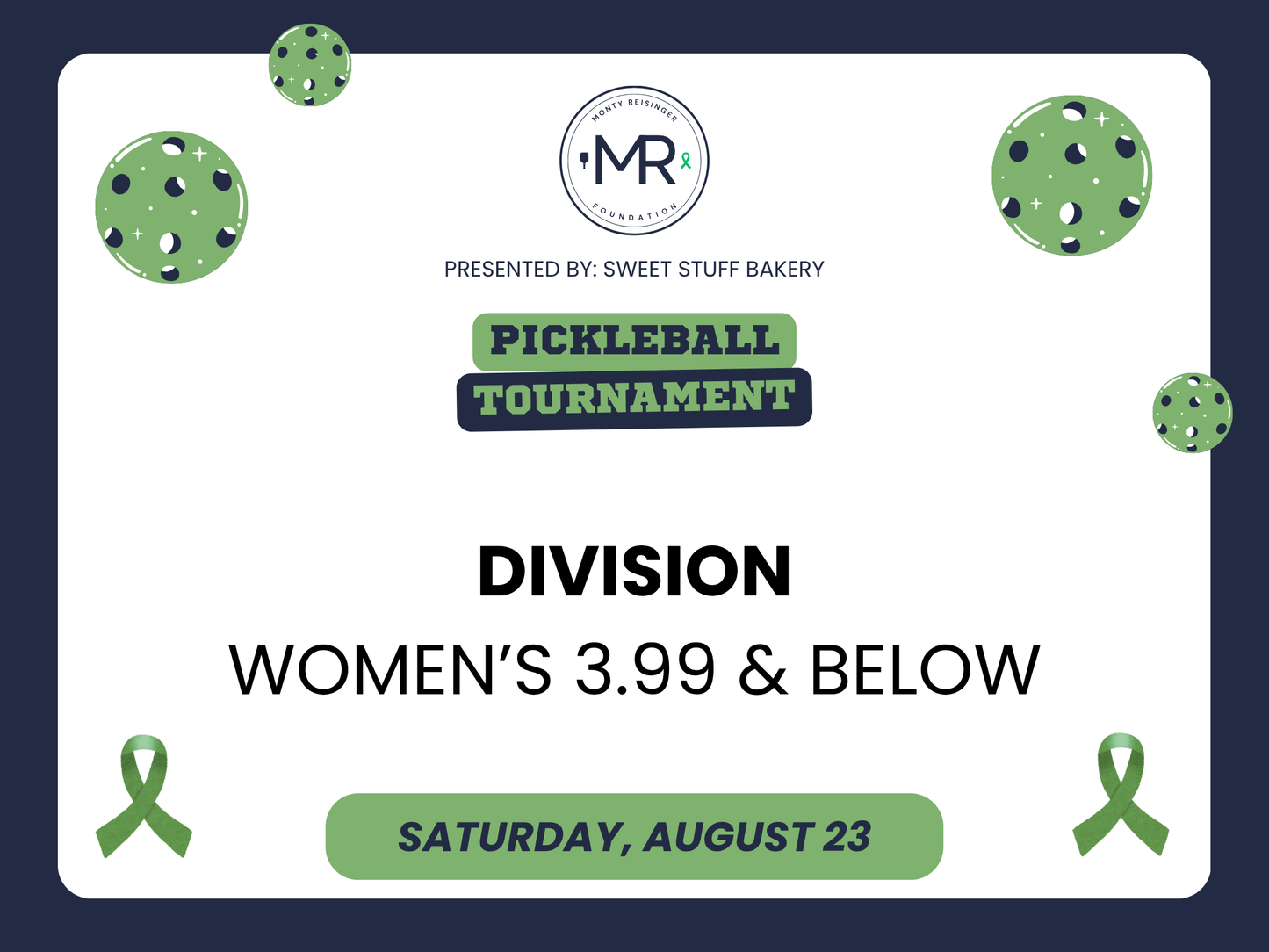 Women's Doubles 3.99 & Below - Monty Reisinger Foundation Pickleball Tournament