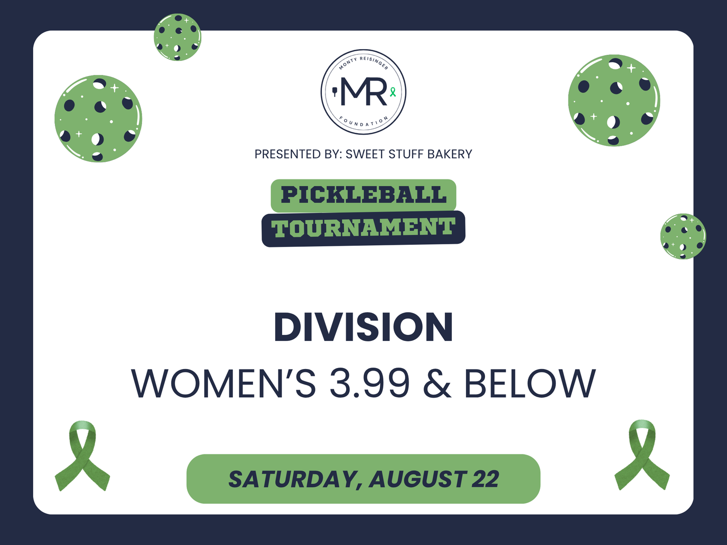 Women's Doubles 3.99 & Below - 2nd Annual Monty Reisinger Foundation Pickleball Tournament